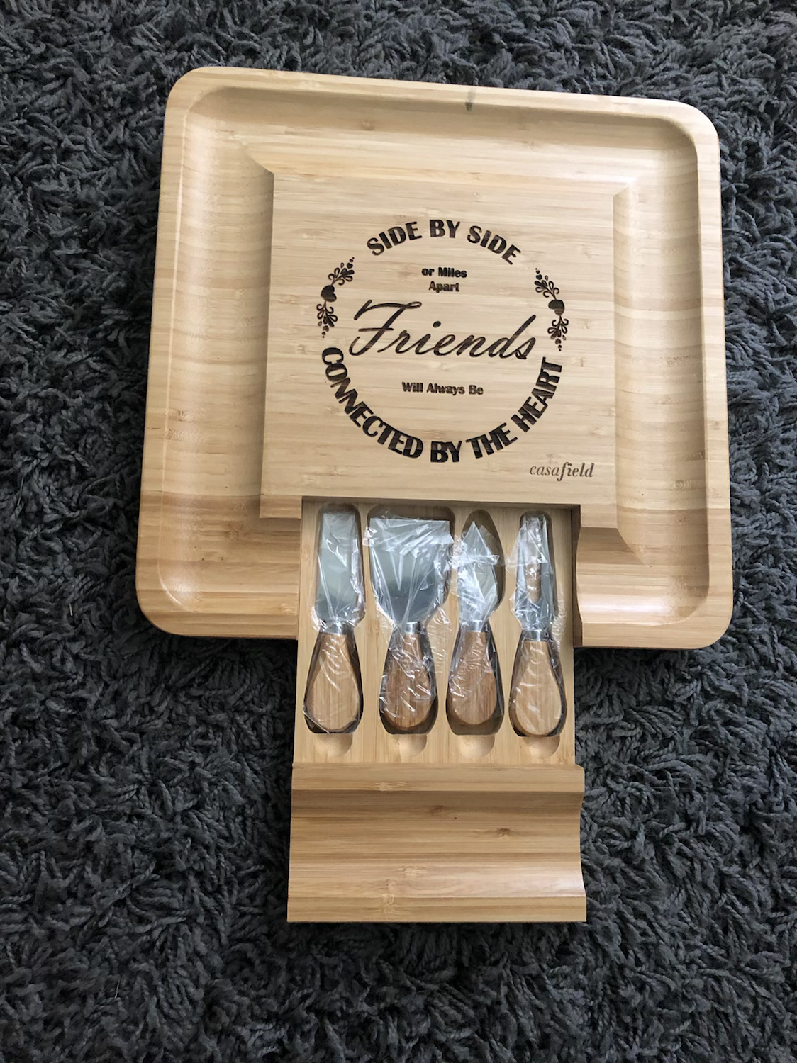 Square Cheese Board with hidden utensils