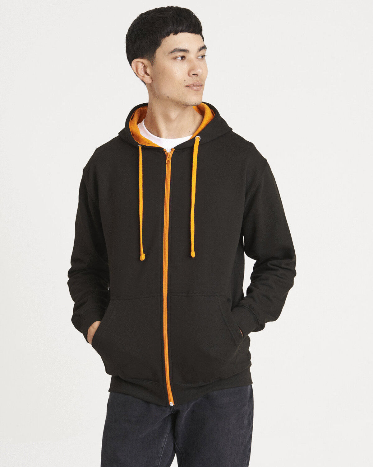 Dual colour zipped hoodie