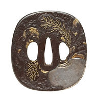 植物モチーフ 鍔(つば) 直径約7cm 植物モチーフ 鍔(つば) 直径約7cm 鍔