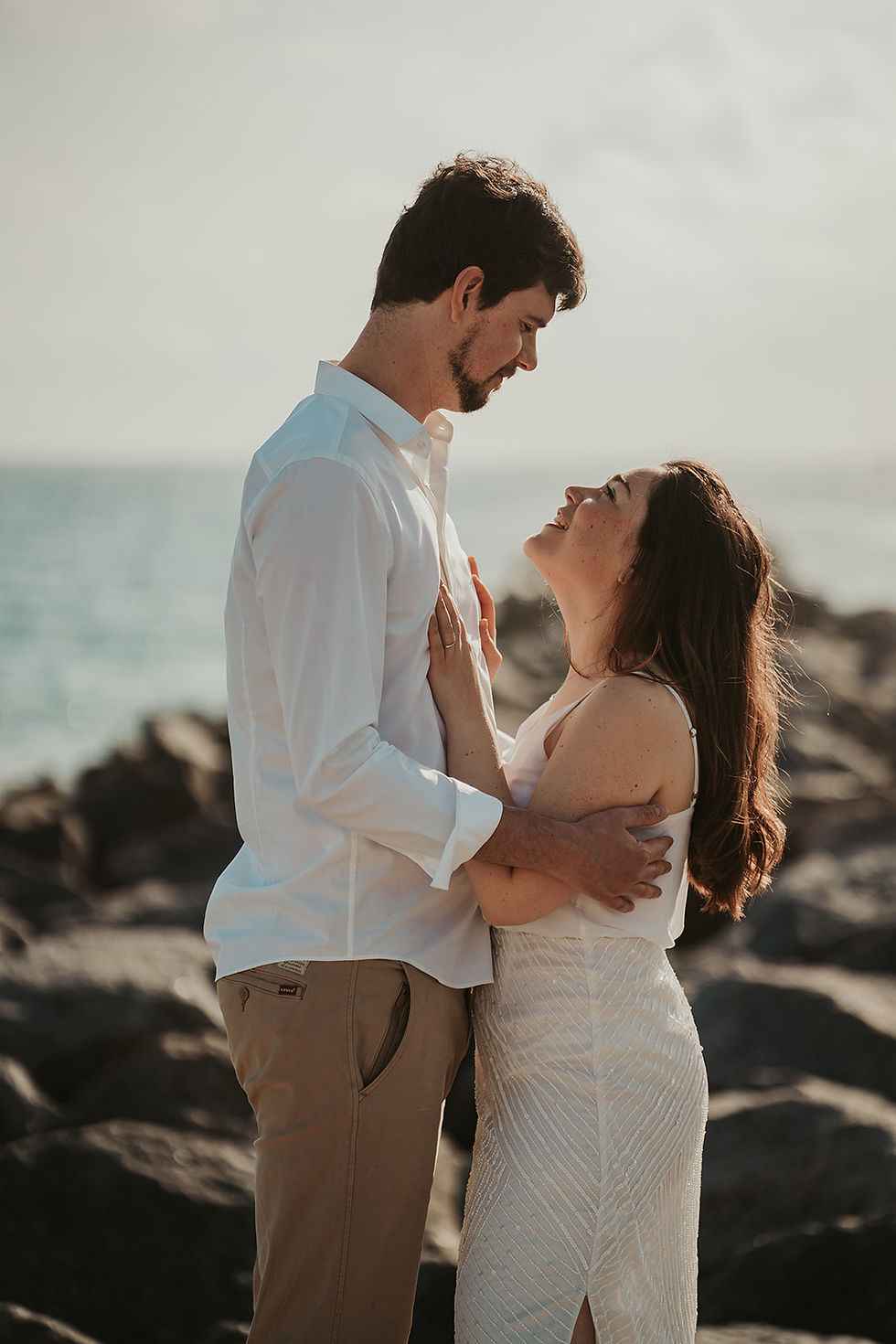 Wedding elopement man and woman in south pointe beach miami