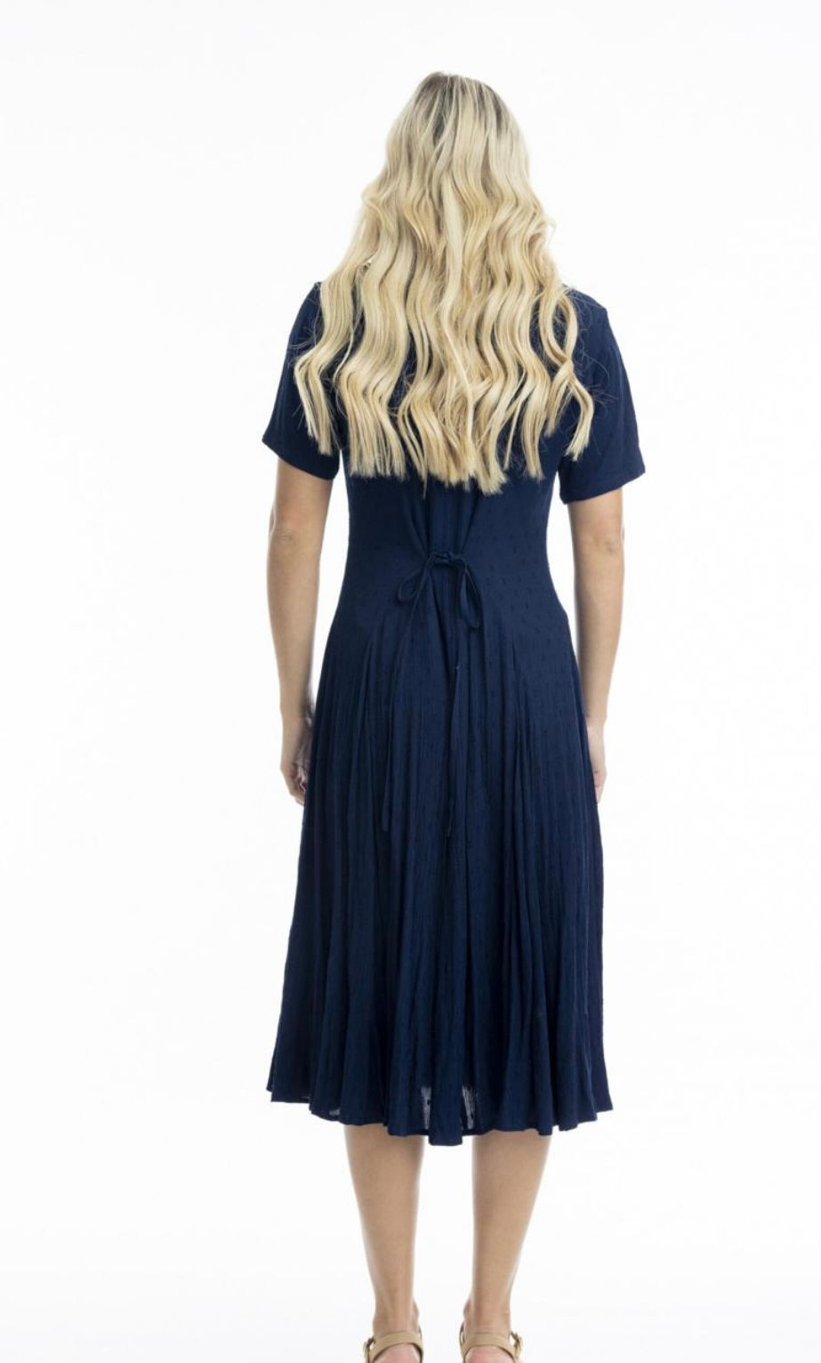 Thumbnail: Orientique Essentials Rayon Dobby Dress Navy