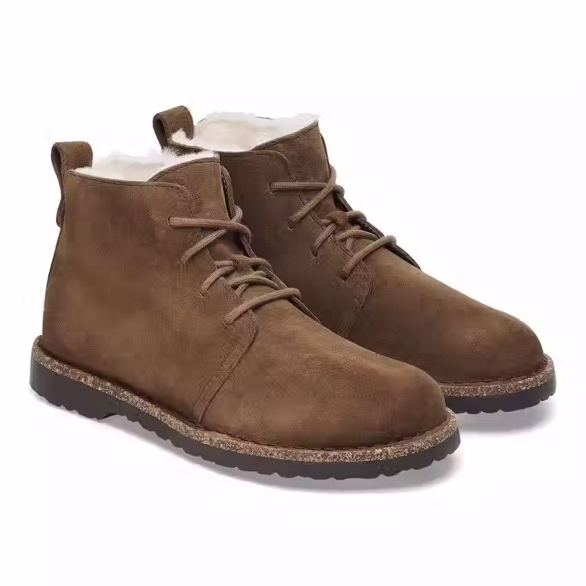 Thumbnail: Birkenstock Uppsala Mid Shearling Suede Leather Women Boots - Dark Tea