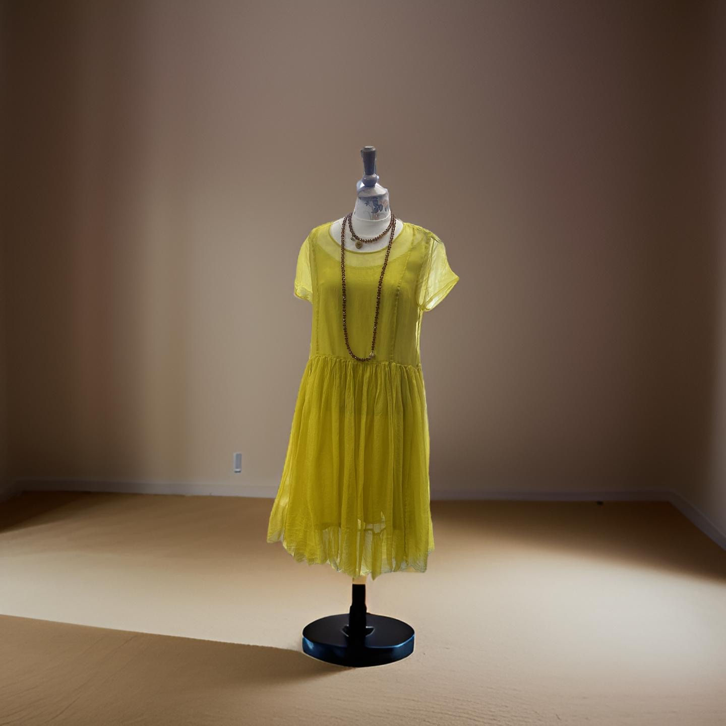 Grizas Pure Silk Floaty Dress With Silk Underdress