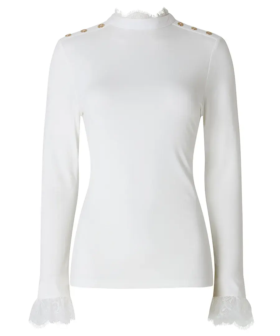 Thumbnail: Joe Browns Delicate Lace Trim High Neck Top
