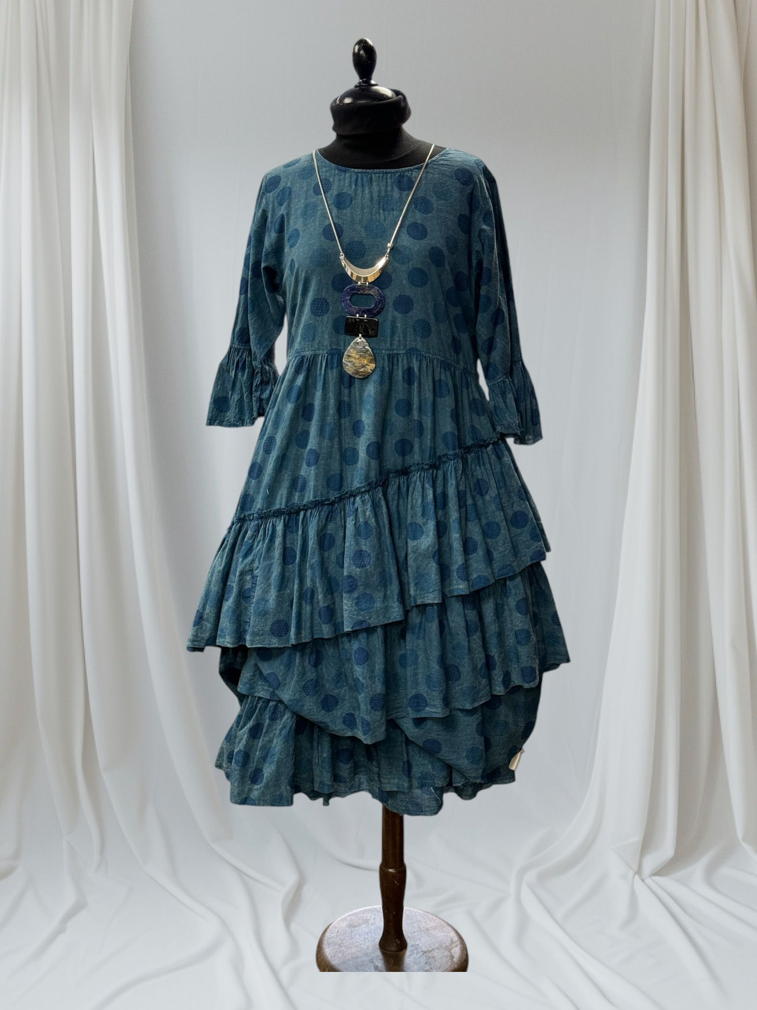 Eira Polka Dot Cotton Layered Dress