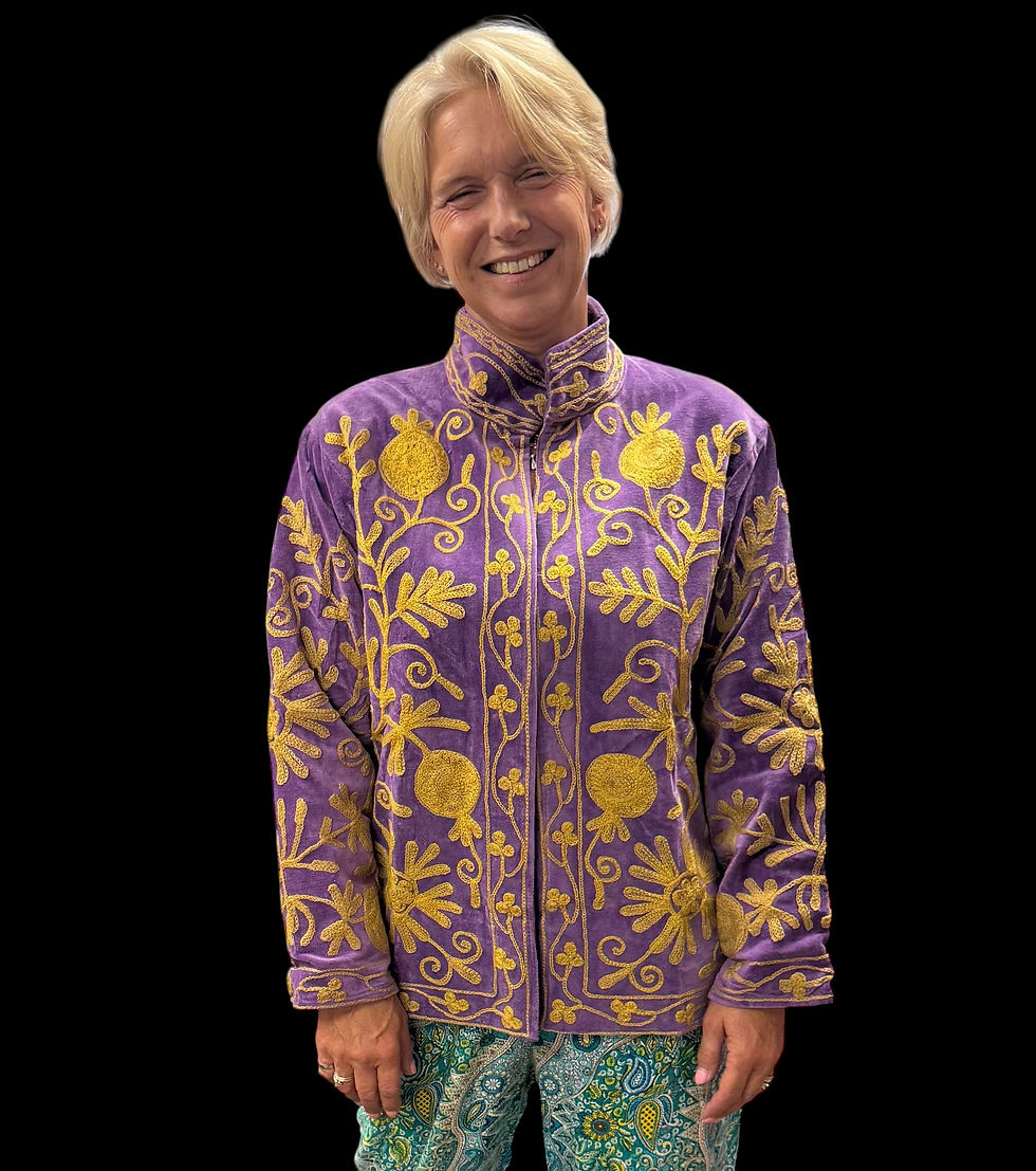 Suzani Velvet Jacket With Multicolour Embroidery Lilac