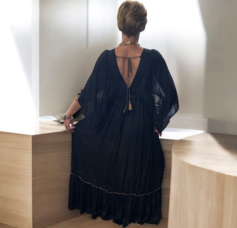 Thumbnail: Gorgeous Black Dress With Gold Thread and Gold Embelishments by sotaria el garda