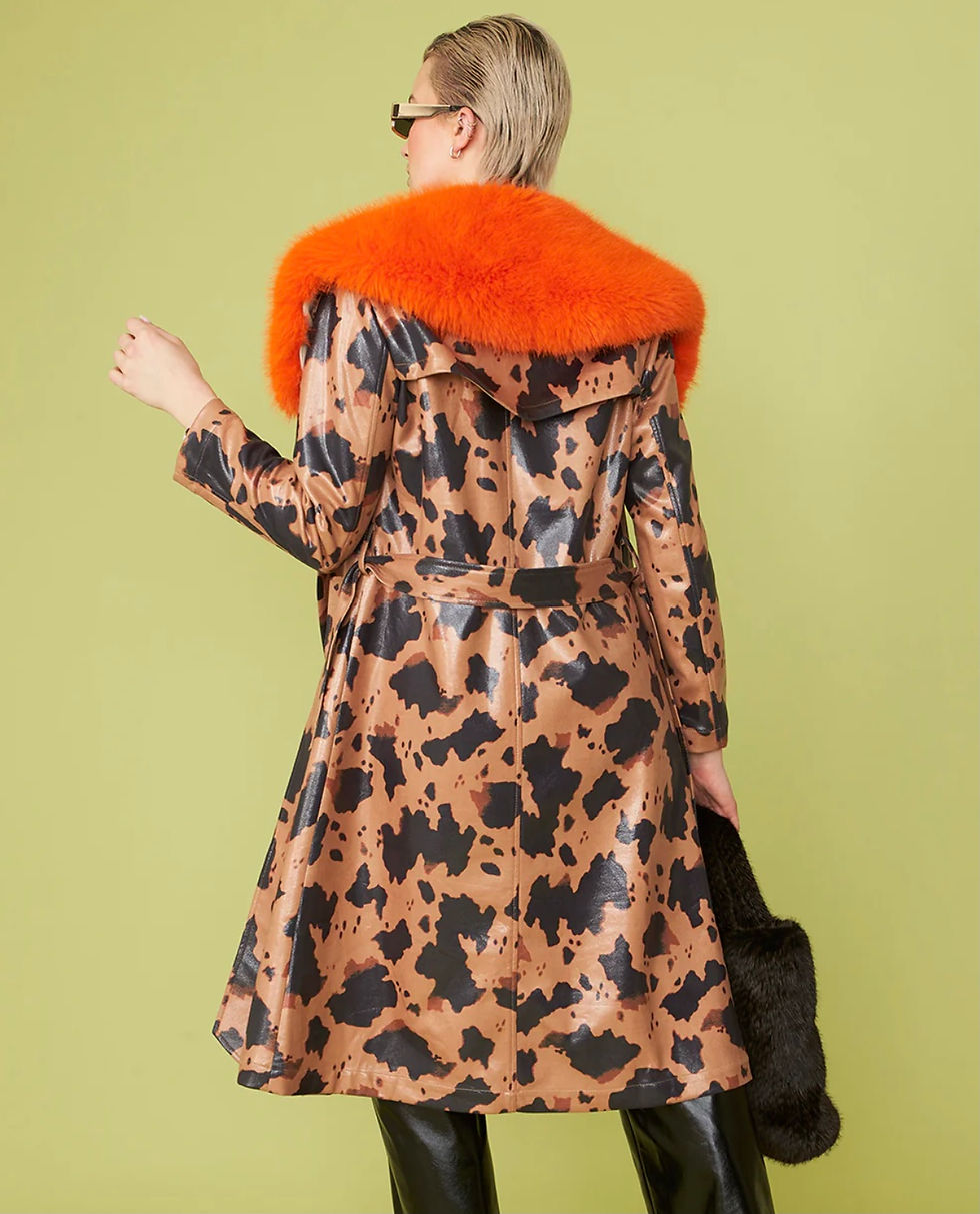 Thumbnail: Jayley Cow Print Mac with removable collar