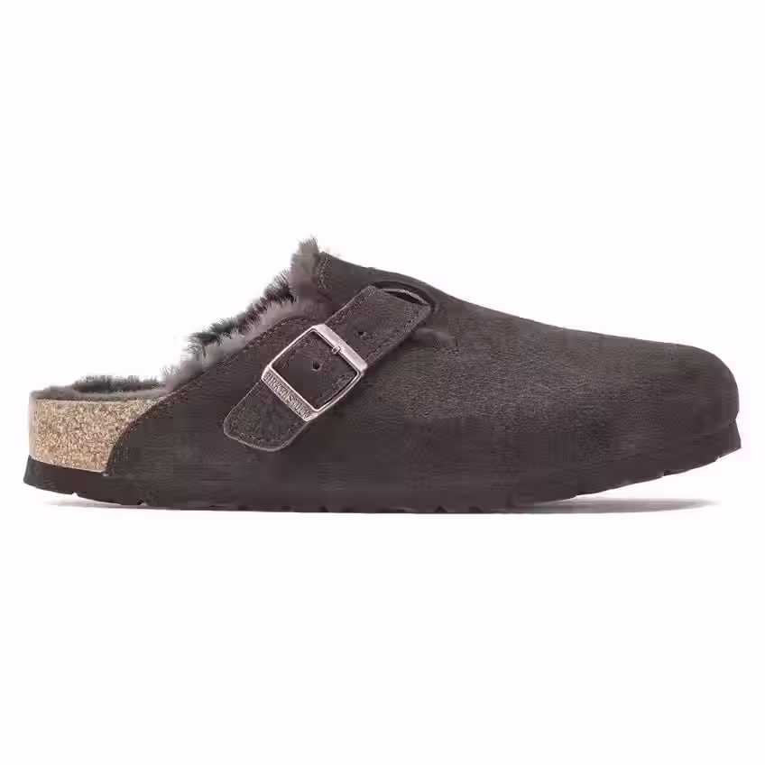 Thumbnail: Birkenstock Boston Shearling Suede Leather - Mocha - Unisex