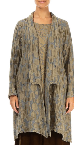 Grizas Open Silver Sage Circle Silk Linen Jacket Image Lifestyle