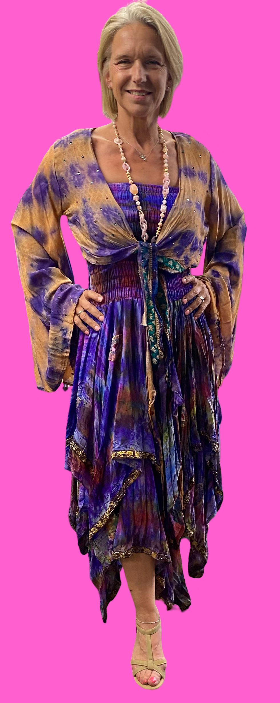 100% Pure Silk Dress And Tie Jacket Made From Vintage Saris