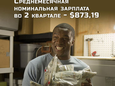 Среднемесячная номинальная зарплата во 2 квартале - $873,19