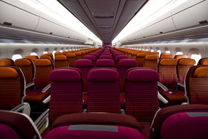 economy class cabin on wide-body jet with 3+3+3 seat layout
