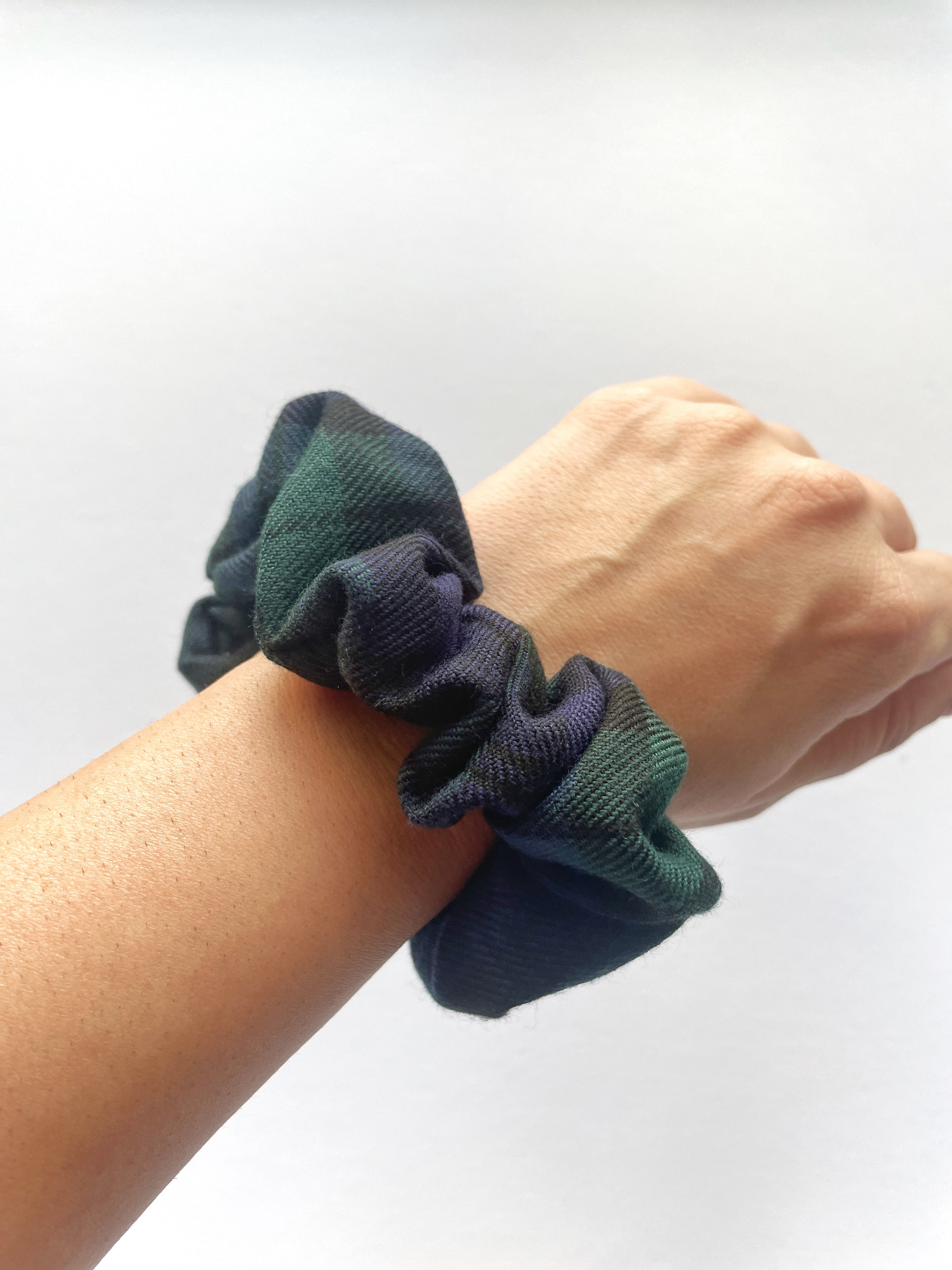 Green Plaid Scrunchie