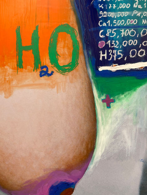 In "METAMORPHOSIS" the intricate interplay of flowing water and the chemical formula of water symbolizes the essential ingredients for change. The presence of a female breast, serving as a participant in the evolution, underscores the human aspect of transformation. Additionally, the inclusion of the chemical formula of a human cell invites contemplation on the scientific dimension of metamorphosis. This artwork challenges us to ponder what is truly necessary for change - formulas, raw participants, or the flow of circumstances. "METAMORPHOSIS" invites you to explore the profound dynamics of evolution and transformation.
