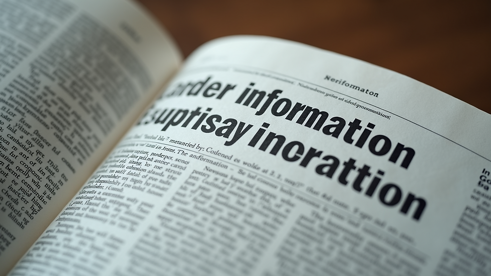 Close-up view of a newspaper headline discussing misinformation