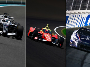 GM powered IndyCar, Formula 1, and NASCAR race cars competing on the same day during motorsports triple header Sunday.