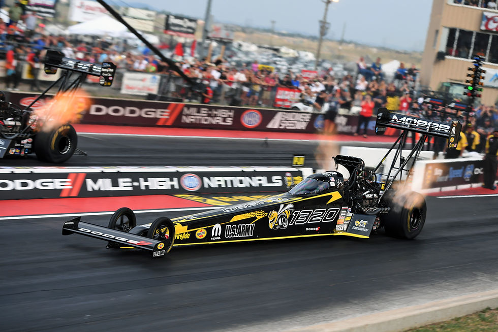 NHRA Top Fuel driver Leah Pritchett’s dragster will once again feature special “Angry Bee” graphics, a callout to the new Dodge Challenger R/T Scat Pack 1320, at her sponsor’s title event, the Dodge NHRA Nationals at Maple Grove Raceway, located near Reading, Pennsylvania, scheduled for September 13-16, 2018.