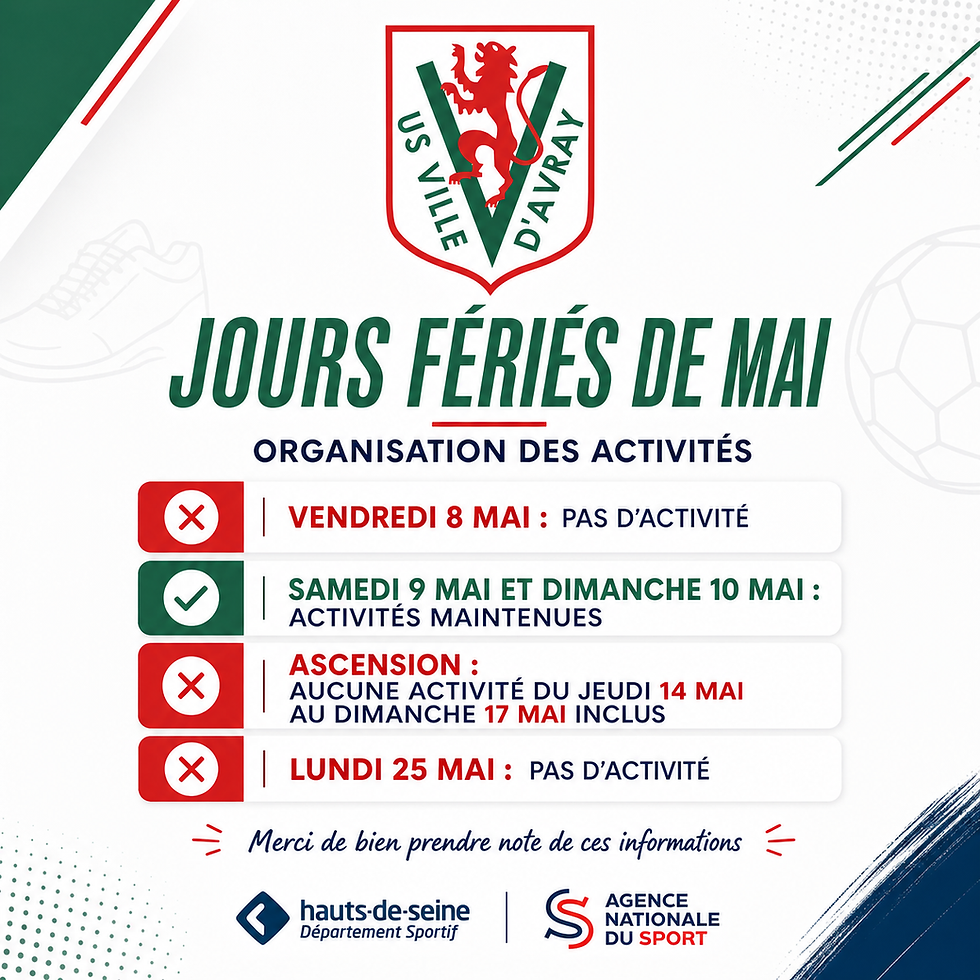 Activités de l’association pendant les jours fériés de mai
