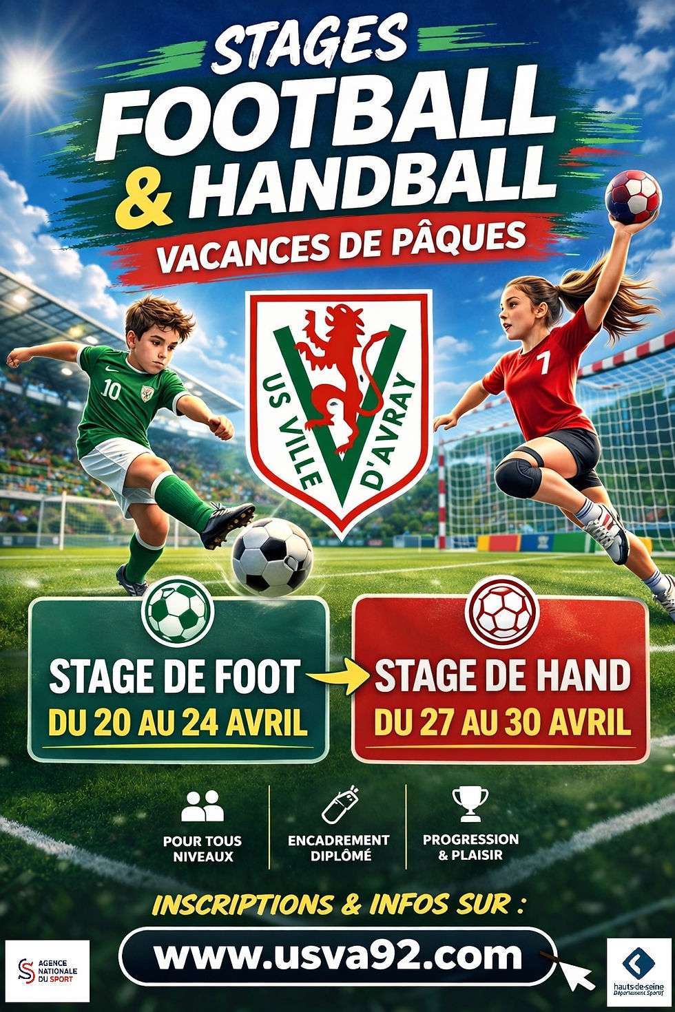 Stages de football et handball de l’USVA pendant les vacances d’avril