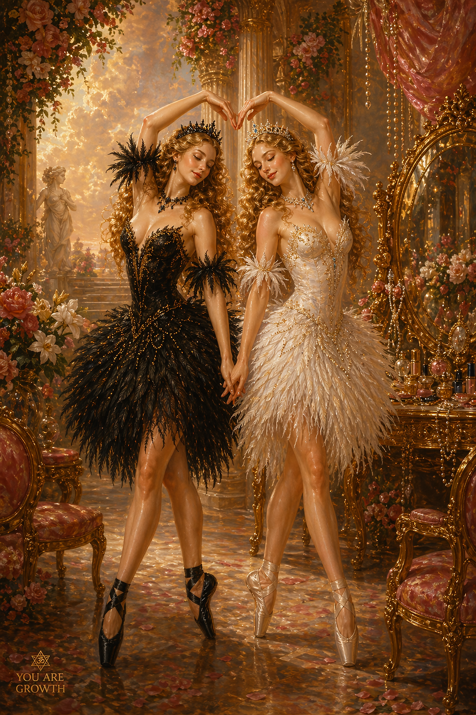 Venus splits into two mirrors, the black swan and the white swan. Twin reflections moving between desire and thought, never fixed, always becoming. In Gemini, love can hold both truth and contradiction, a delicate duplicity where connection lives in the space between.