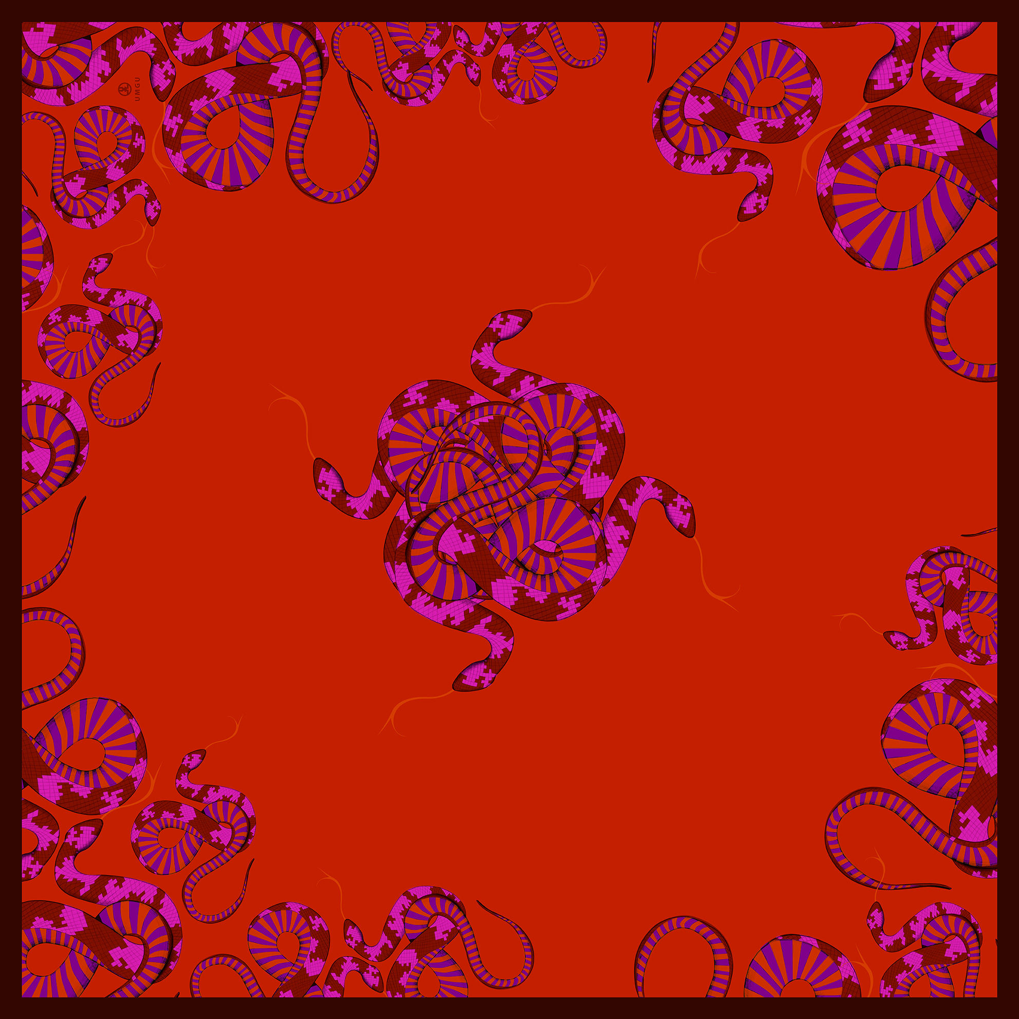 Joie Rouge     65 x 65 cm     % 100 Soie