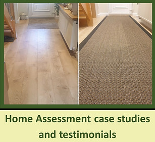 Before and after a home assessment showing a hallway