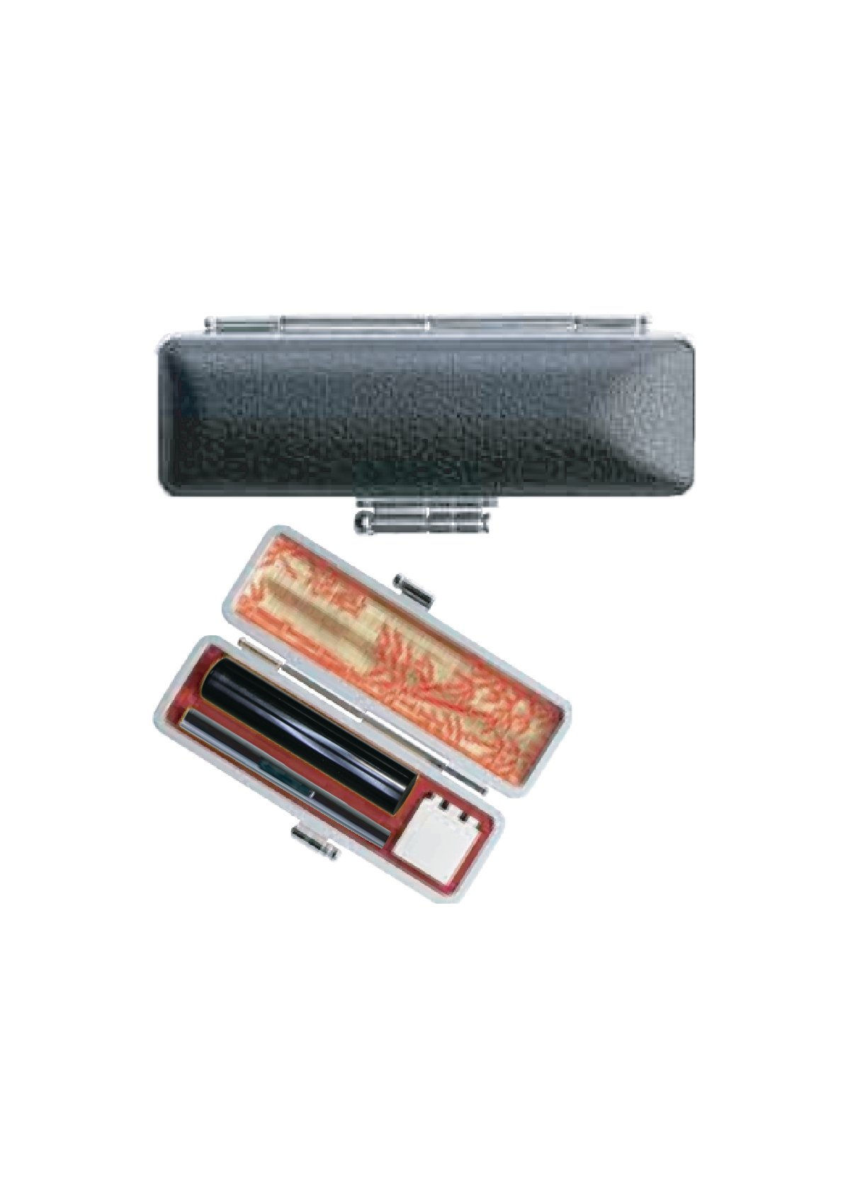 新黒水牛（12mm)＋訂正印小判＋牛皮もみWケース