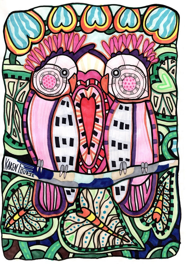 Vibrant Joyful Birdsong - celebrates nature around me - Acrylic and ink on A3 Paper