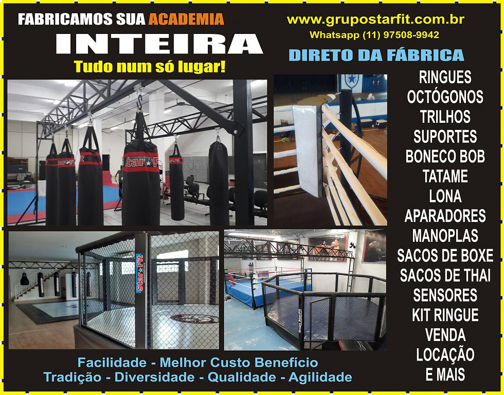 tudo para academias, ringues, octógonos, trilhos, sacos de pancada, lona,tatame e muito mais.