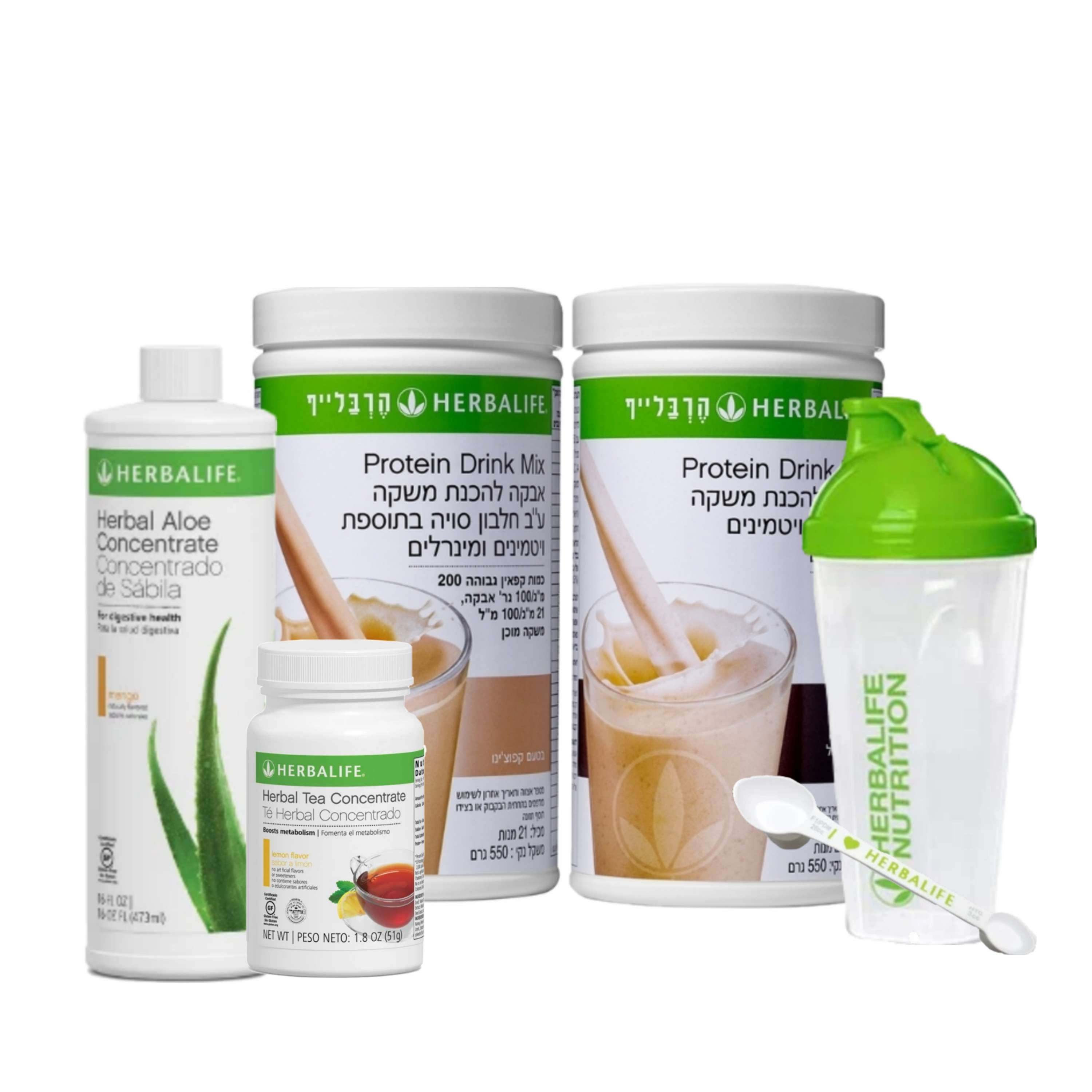 2 שייקים הרבלייף עם תוספת אלוורה ותה