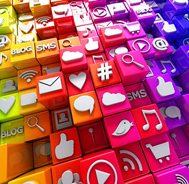 Colorful icons representing social media platforms