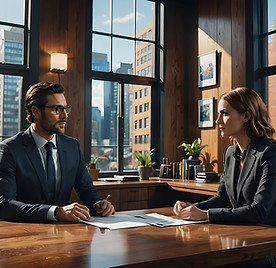 Coaching session between two professionals in a private office