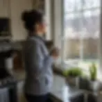 Homeowner viewing backyard fence through kitchen window Elkton