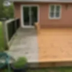 Before and after algae removal results on wood deck in Elkton