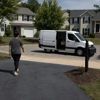 Bakery delivery van Belcamp, MD residential street