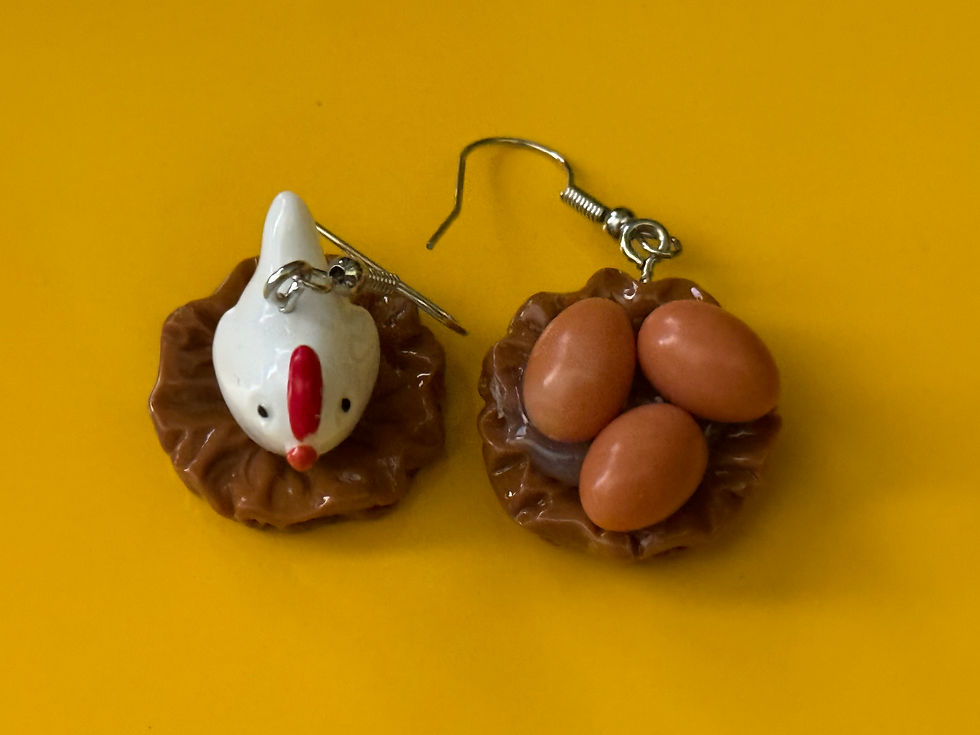 Thumbnail: 3D Chicken Egg Design Earrings