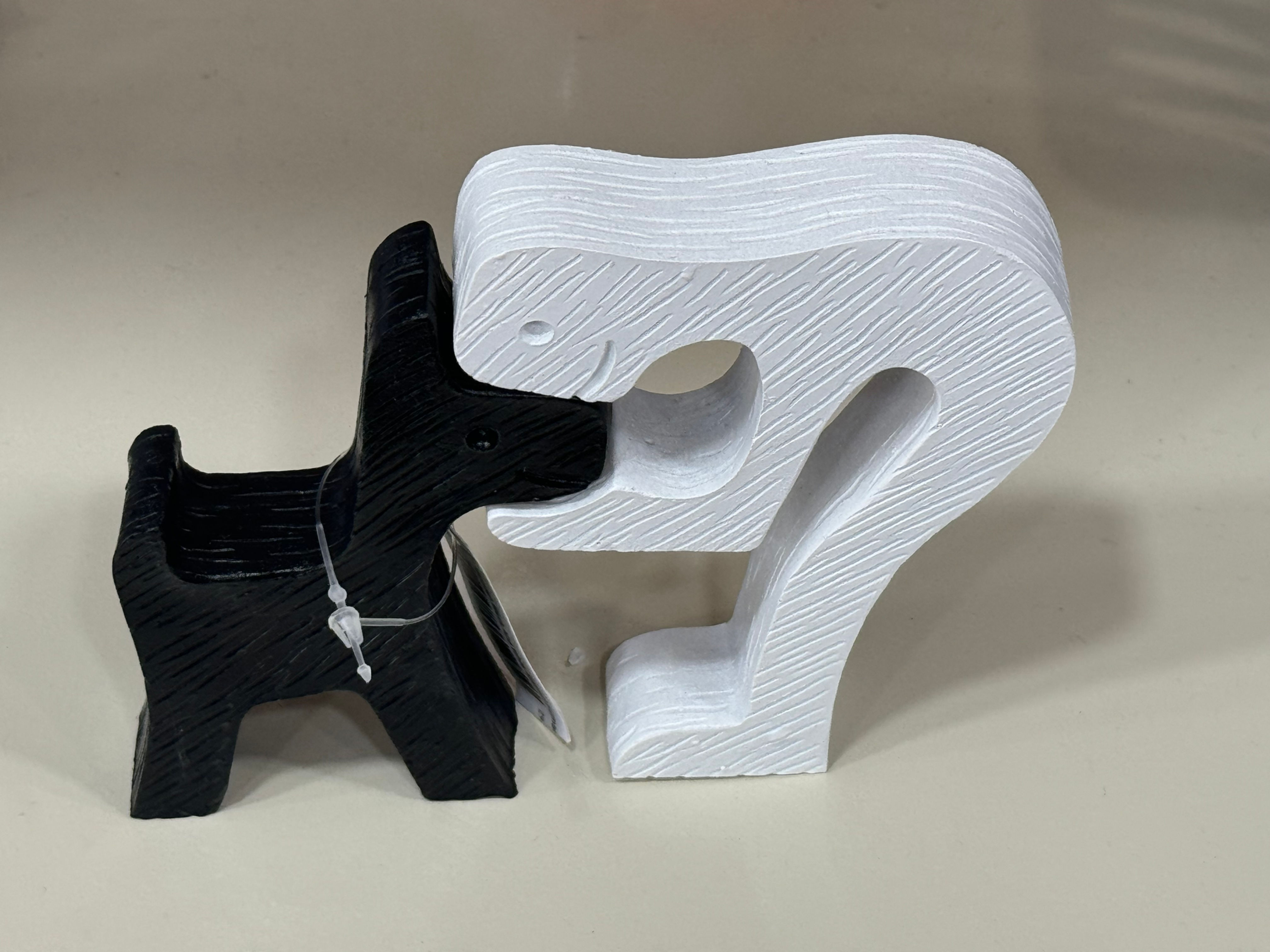 Wooden Black And White Abstract Human And Dog