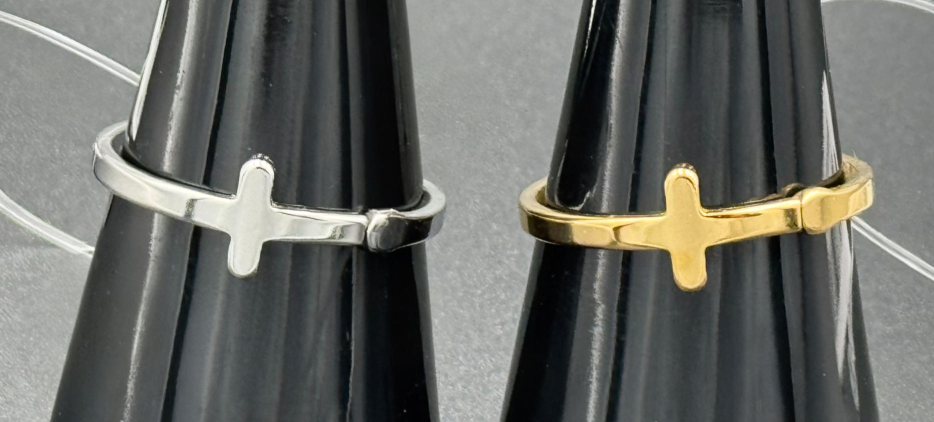 Stainless Steel Cross Open Ring