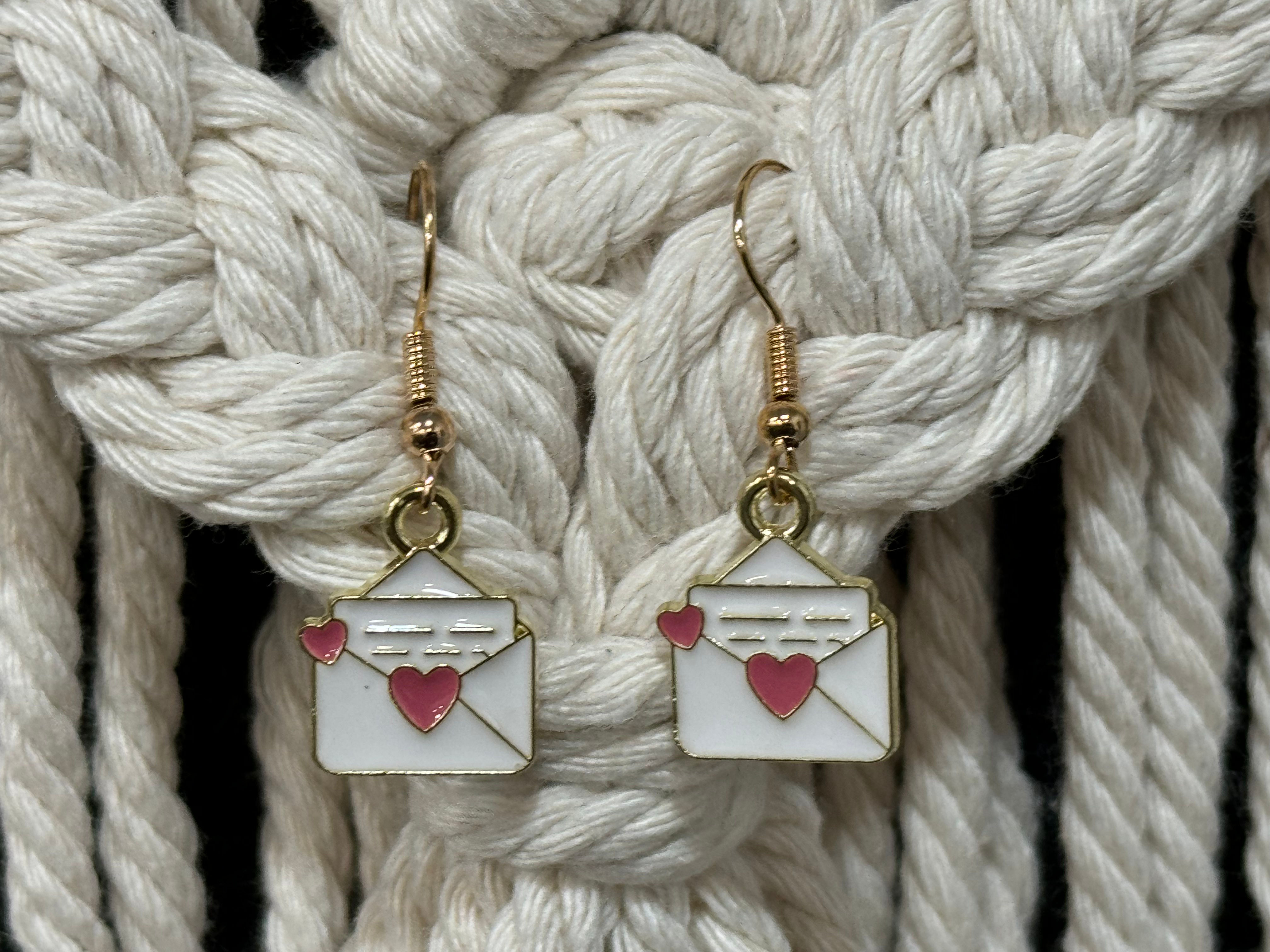 Love Envelope Painting Oil Alloy Earrings