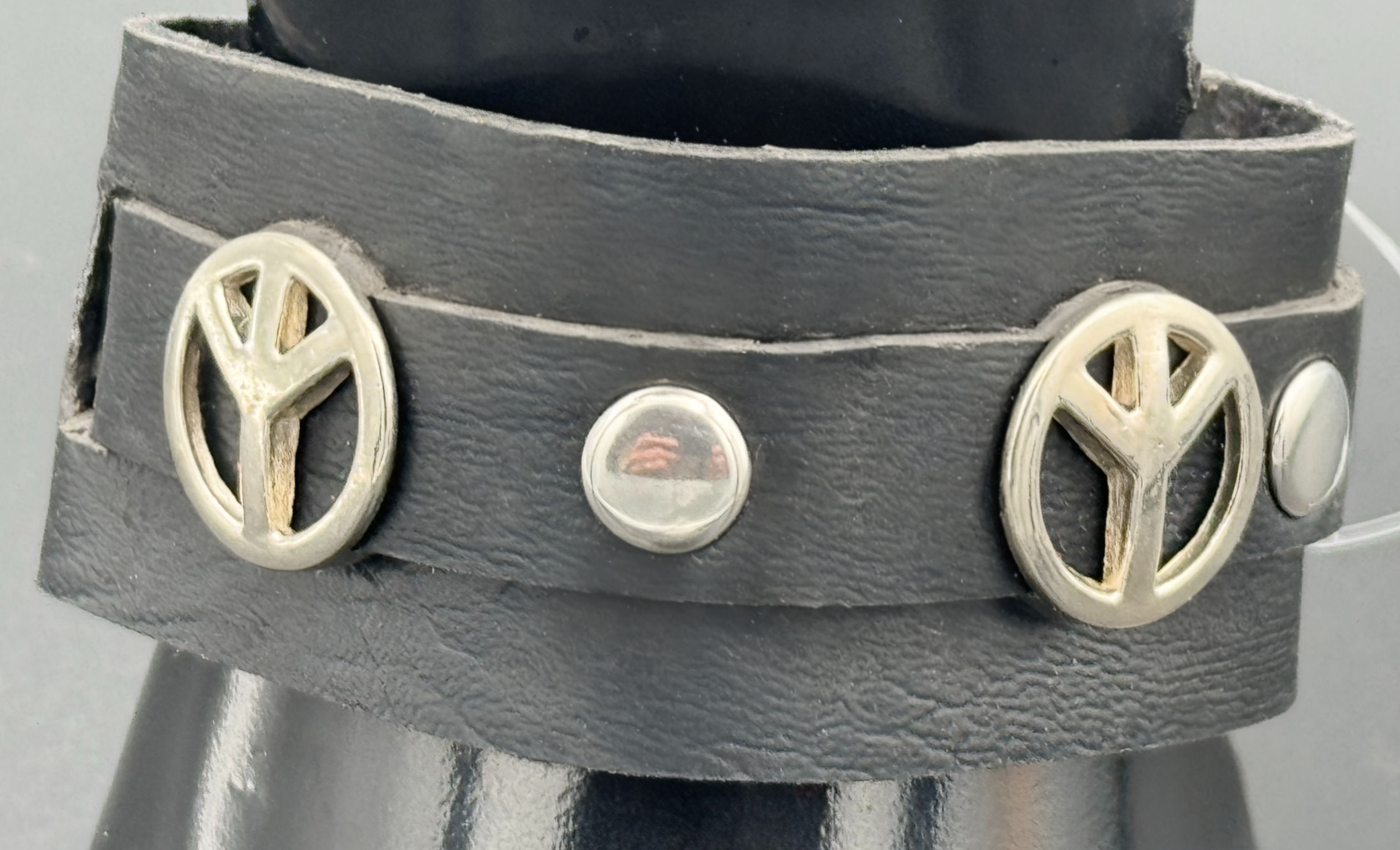 Peace Logo Faux Leather Bracelet