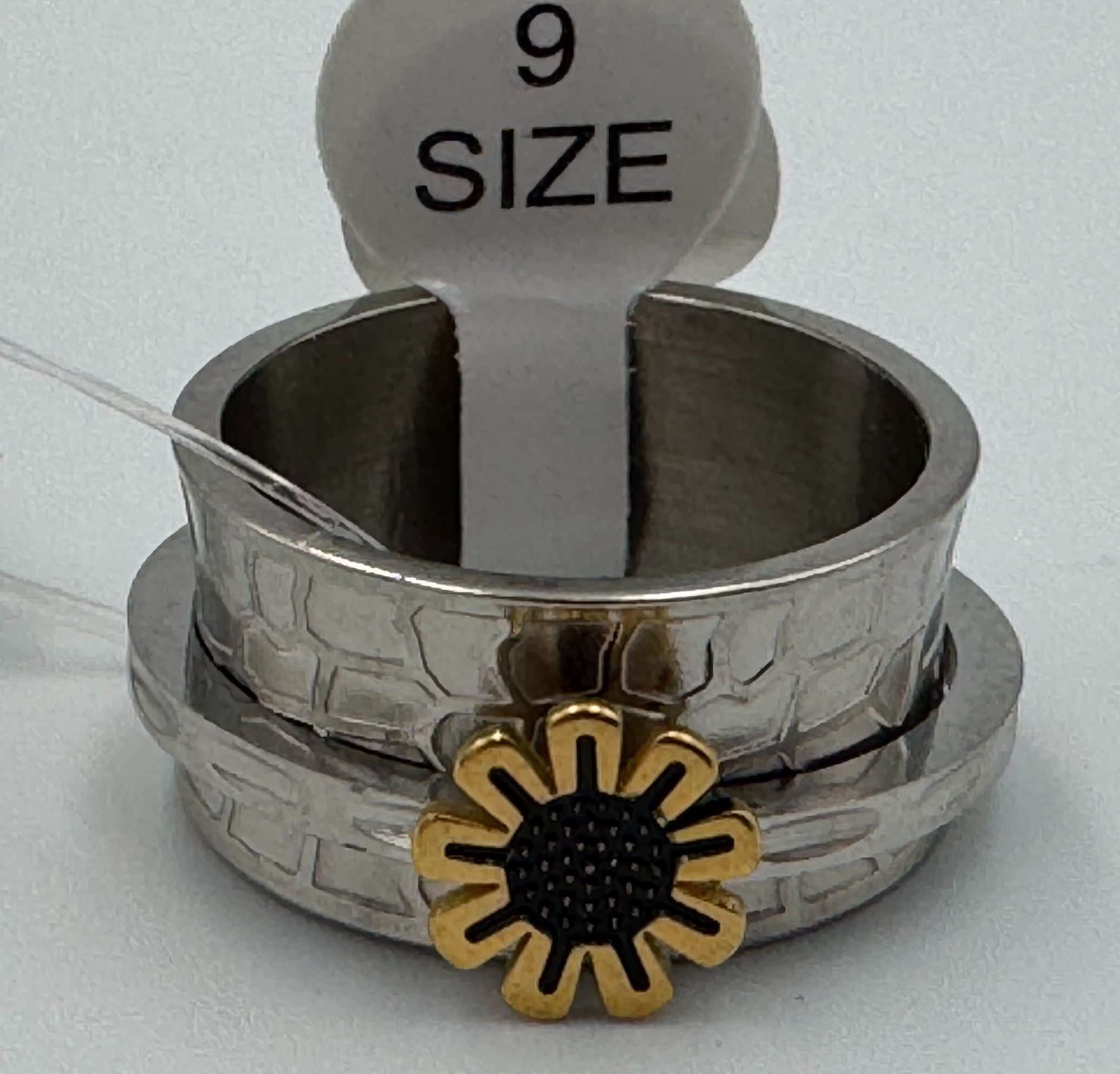 Bohemian Daisy Decor Ring Rotatable Stainless Steel