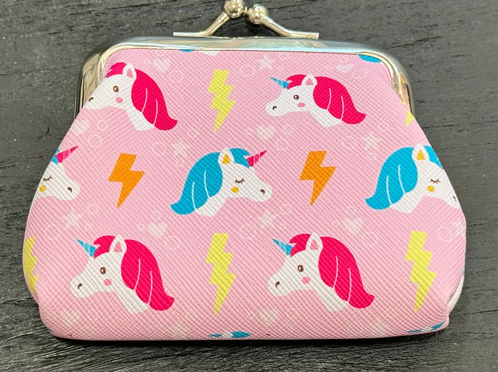Thumbnail: Unicorn and Geometric Faux Leather Buckle Coin Purse