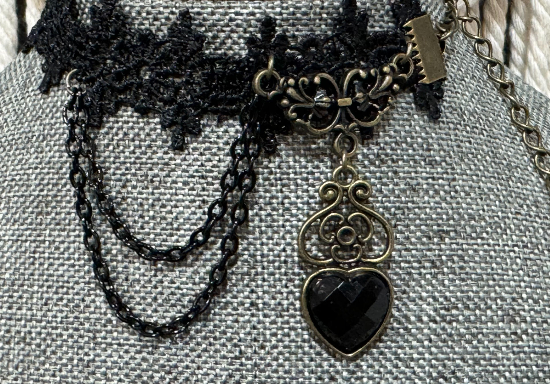 Heart Shape Faux Gemstones Copper Anklet