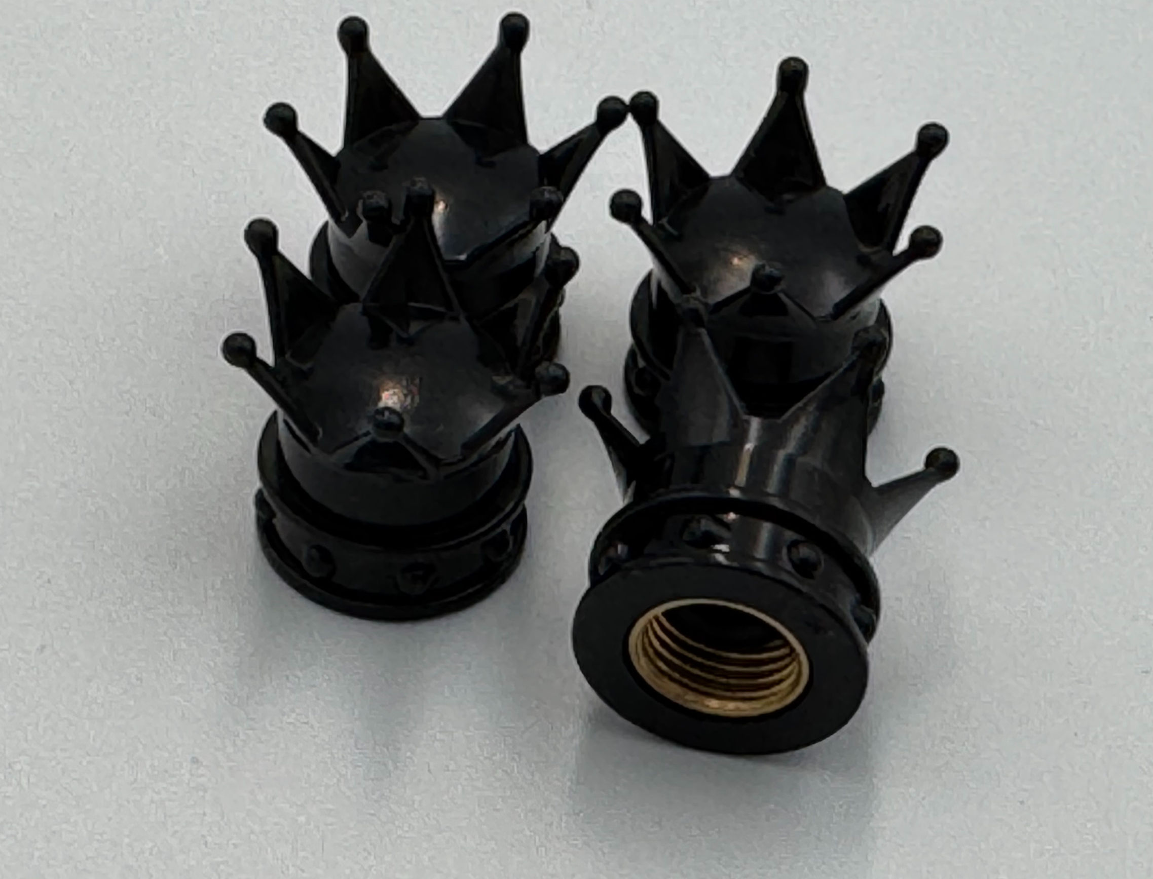4pc Kings Crown Tire Wheel Valve Stem Cover