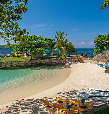 Private beach at Fortlands Point Villa on a crystal clear day.