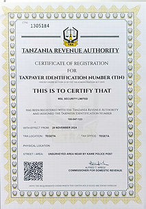 MSL Security Limited TIN Certificate