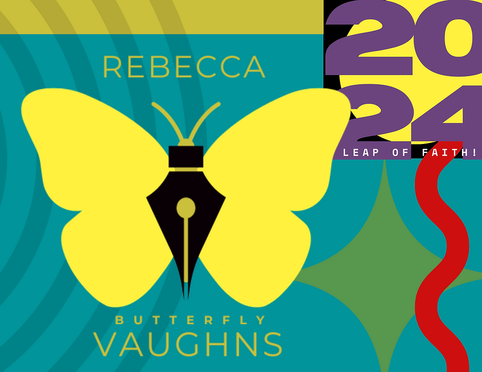 Thumbnail: Rebecca Vaughns business card: butterfly pen nib logo, 2024 Leap of Faith.
