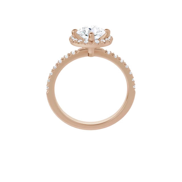 14k Rose Round Diamond Halo Engagement Ring