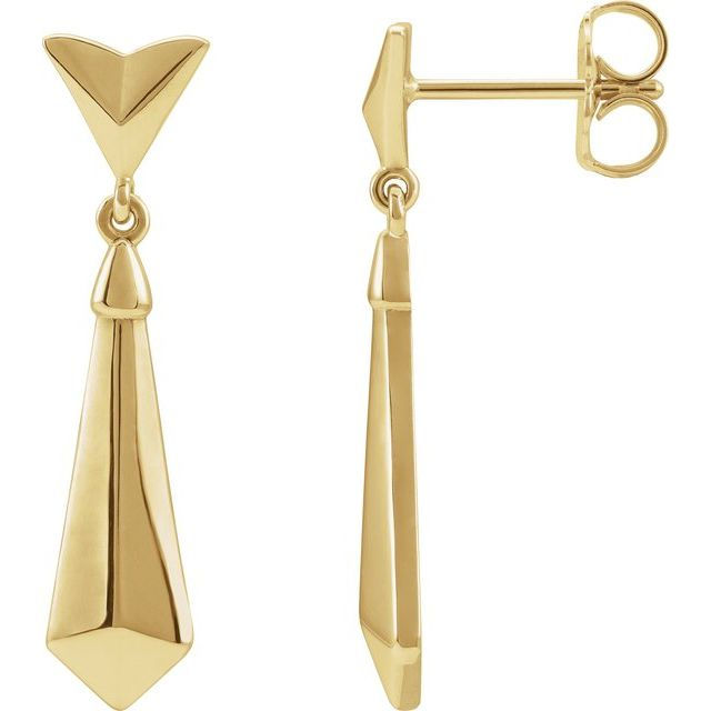14k Yellow Gold Geometric Dangle Earrings